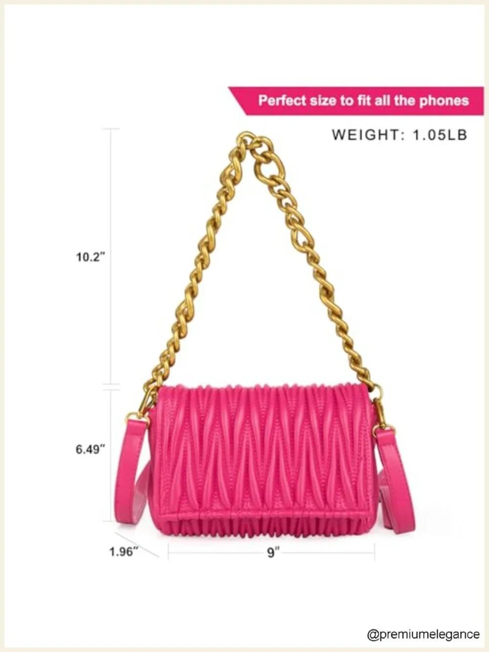 Quilted Faux Leather Satchel with Chain Strap Small Shoulder Bag